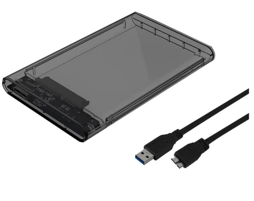 Case  Para Proteção Disco Rígido Hd Externo 2.5 Usb 3.0 6gbps Pc Ps4 Hd80 Preto  Transparente