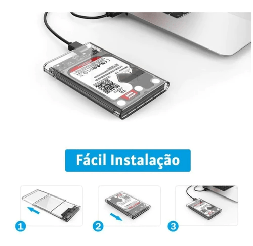 Case  Para Proteção Disco Rígido Hd Externo 2.5 Usb 3.0 6gbps Pc Ps4 Hd80 Preto  Transparente