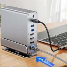 Estação Ancoragem 16 Em 1 Usb C Adaptador Hub Vertical 4k Hd RJ45 Notebook Ds16