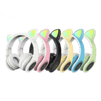 Fone De Ouvido Orelha De Gato Headphone Ear Cat Led Bluetooth Colorido  Lt9003 Luuk Young - LUUK YOUNG Comércio Eletrônico