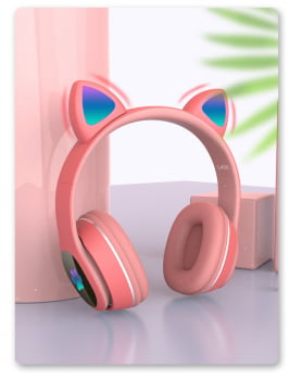 Headphone Orelha De Gato Com Led Fone De Ouvido Bluetooth Lt28