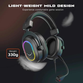 Fone Headset Gamer Fifine Ampligame Led Rgb 7.1 Surround Microfone Flexivel H6 Preto