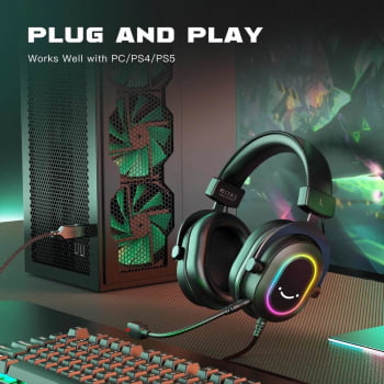 Fone Headset Gamer Fifine Ampligame Led Rgb 7.1 Surround Microfone Flexivel H6 Preto