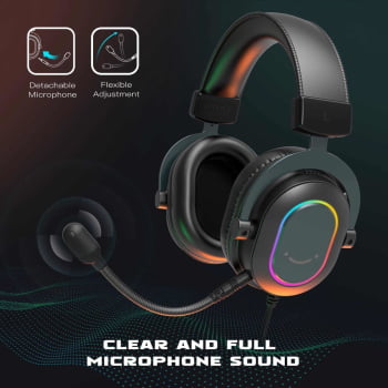 Fone Headset Gamer Fifine Ampligame Led Rgb 7.1 Surround Microfone Flexivel H6 Preto