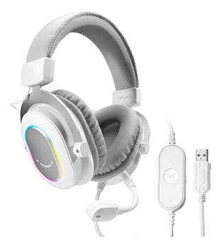 Headset Gamer Fifine Surround Sound 7.1 Fone De Ouvido Com Led Rgb H6 Branco