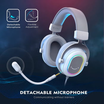 Headset Gamer Fifine Surround Sound 7.1 Fone De Ouvido Com Led Rgb H6 Branco