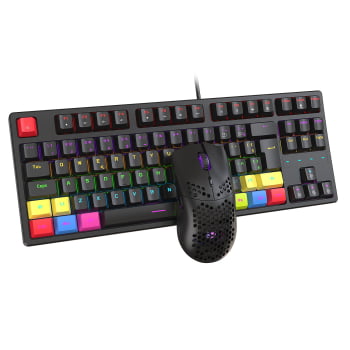 Kit Teclado E Mouse Mecânico Abnt2 Gamer Led Rgb Switch Blue Bk05