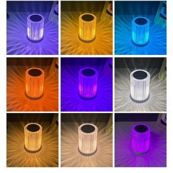 Abajur Cristal Rgb Luminaria De Mesa Quarto Com Luz Led Rgb Hkx1011 Luuk Young