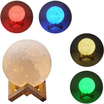Luminária Lua Cheia Moon Lamp 3d Muda Cor Toque Usb 1227