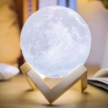 Luminária Lua Cheia Moon Lamp 3d Muda Cor Toque Usb 1227