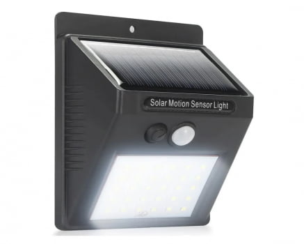 Luminária Solar Sensor Movimento 20 Leds Luz Noturna H30 