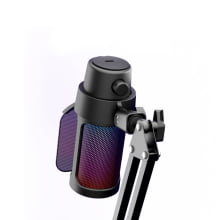 Microfone Gamer Condensador Com Braço Articulado Profissional Led Rgb Fire Phoenix Bk-806u Preto