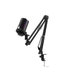 Microfone Gamer Condensador Com Braço Articulado Profissional Led Rgb Fire Phoenix Bk-806u Preto