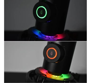 Microfone Gamer Profissional Cardioide Iluminação Led Rgb Fifine K658 Preto