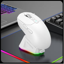 Mouse Gamer Sem Fio Bluetooth 2.4g Tri Mode 24000dpi Paw3311 Com Dock Carregamento Fire Phoenix Bk-r3x
