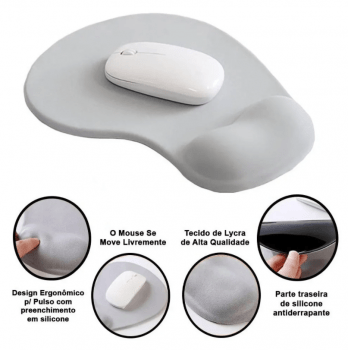 Mouse Pad Ergonômico Emborrachado Apoio Pulso Em Gel Grande 21x24cm Oval D10