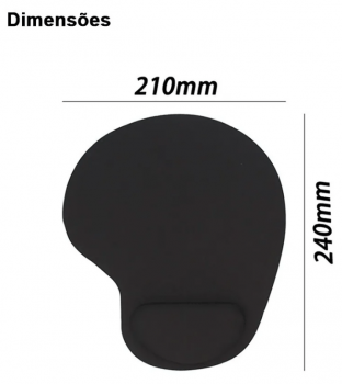 Mouse Pad Ergonômico Emborrachado Apoio Pulso Em Gel Grande 21x24cm Oval D10