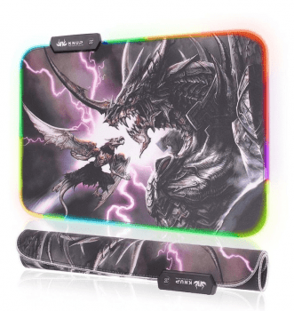 Mouse Pad Gamer Com Led Rgb Iluminado 7 Cores Estampado 30cm X 25cm Mousepad Kp12