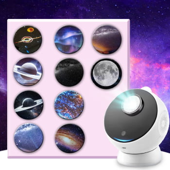 Luminária Projetor 4k Galaxy Lua Estrela Cadente Bluetooth Com Timer E20