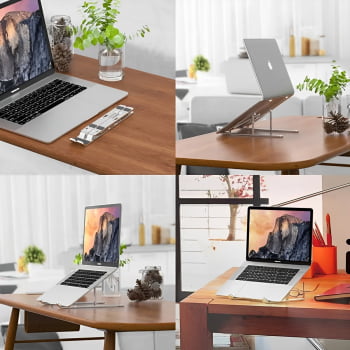 Suporte Dobrável Ergonômico Portátil Alumínio Slim Para Notebook Macbook Tablet S50