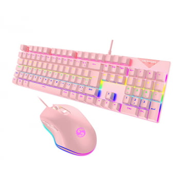 Kit Teclado Mouse Mecânico Abnt2 Gamer Rgb Switch Blue Be-k2