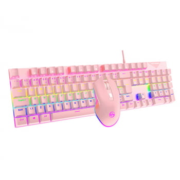 Kit Teclado Mouse Mecânico Abnt2 Gamer Rgb Switch Blue Be-k2