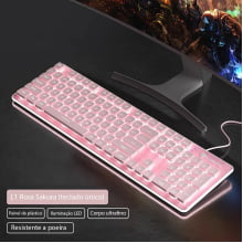 Teclado Membrana Gamer Luminoso Para Pc Computador Notebook Usb L1 Rosa Teclado Membrana Gamer Luminoso Para Pc Computador Notebook Usb L1 Rosa