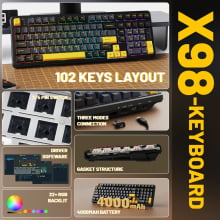 Teclado Sem Fio Gamer Mecânico Bluetooth Attack Shark X98