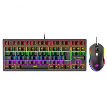 Kit Teclado Mecânico Abnt2 E Mouse Dpi 3200 Gamer Rgb Led Switch Blue Para Pc Be-k1