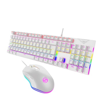 Kit Teclado Mouse Mecânico Abnt2 Gamer Rgb Switch Blue Be-k2