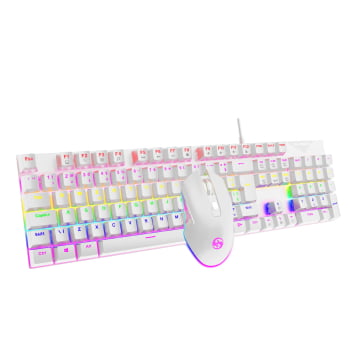 Kit Teclado Mouse Mecânico Abnt2 Gamer Rgb Switch Blue Be-k2