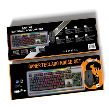 Kit Teclado + Mouse Mecânico Silencioso Abnt2 Gamer Led Rgb Be-700