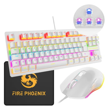 Kit Teclado Mecânico Abnt2 E Mouse Dpi 3200 Gamer Rgb Led Switch Blue Para Pc Be-k1