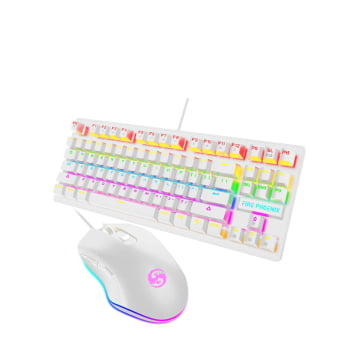 Kit Teclado Mecânico Abnt2 E Mouse Dpi 3200 Gamer Rgb Led Switch Blue Para Pc Be-k1