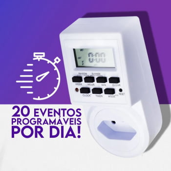 Timer Temporizador Digital Programável Liga Desliga Bivolt 20 ProgramaçõesT01