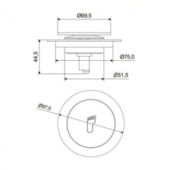 Ralo Inteligente Click Up Redondo Banheiro Aço Inox 10x10 903d Dourado