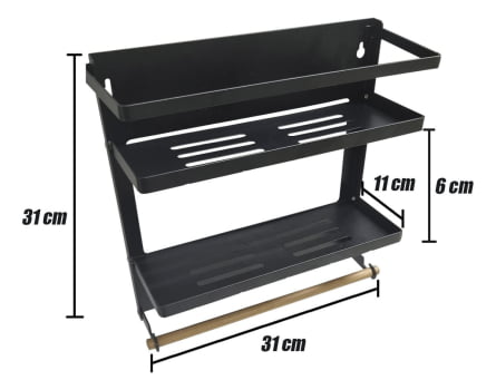 Suporte Geladeira Magnético Multiuso Porta Temperos Dobrável Papel Toalha 621