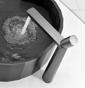 Torneira Pia Banheiro Monocomando Cuba Alta Cinza Luxo Ca8202czl