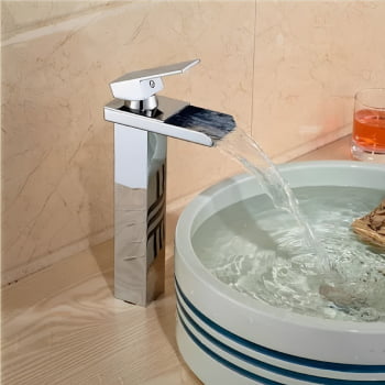 Torneira Com Misturador Monocomando Cascata Banheiro Bica lta Lavatório T103-06l