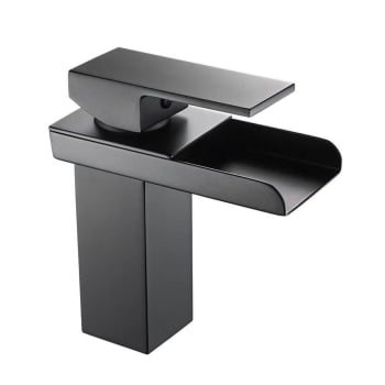 Torneira Lavatório Banheiro Cascata Black Misturador  Monocomando Bica Baixa T103-06 Preto Luuk Young 