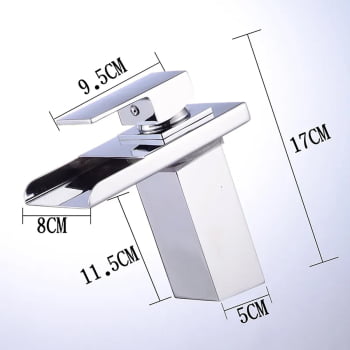 Torneira Pia Banheiro Misturador Monocomando Cuba Baixa Cascata Luxo Led 8801