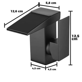 Torneira Pia Banheiro Misturador Monocomando Digital Sensor De Temperatura Luxo Preto 9907b