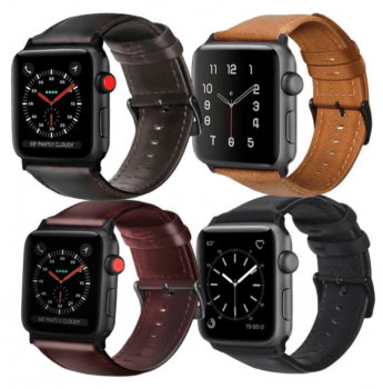 Pulseira Couro Genuino Compativel Com Apple Watch 38mm 40mm 42mm 44mm