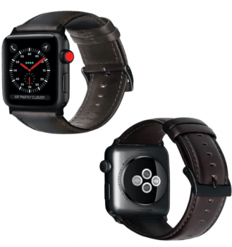 Pulseira Couro Genuino Compativel Com Apple Watch 38mm 40mm 42mm 44mm