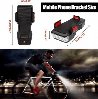 Farol Bike Usb + Buzina + Suporte Carregador De Celular + Lanterna traseira 8553 Luuk Young 